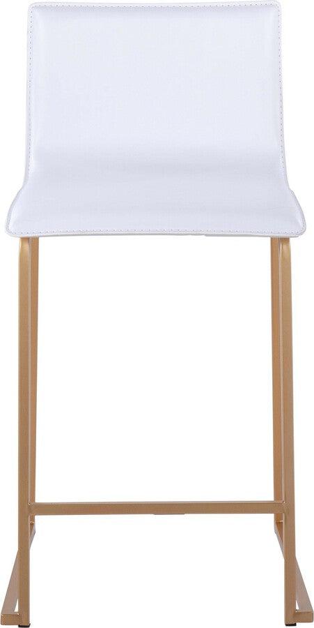 Lumisource Barstools - Mara 26" Counter Stool In Gold Metal & White Faux Leather (Set of 2)