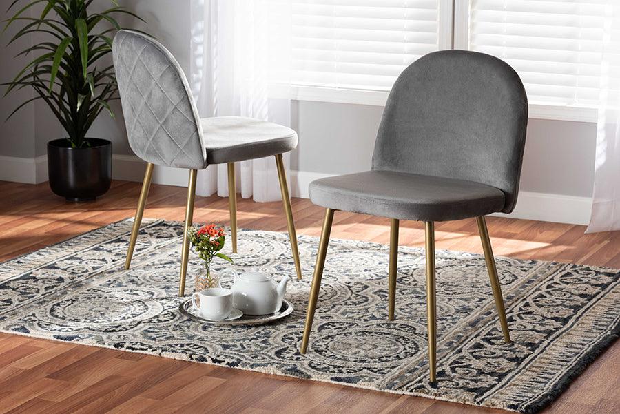 Wholesale Interiors Dining Chairs - Fantine Glamour Dining Chair Gray & Gold (Set of 2)