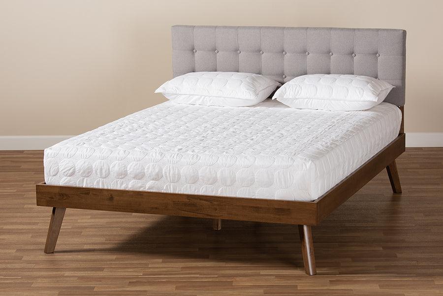 Wholesale Interiors Beds - Devan Queen Bed Light Gray & Walnut