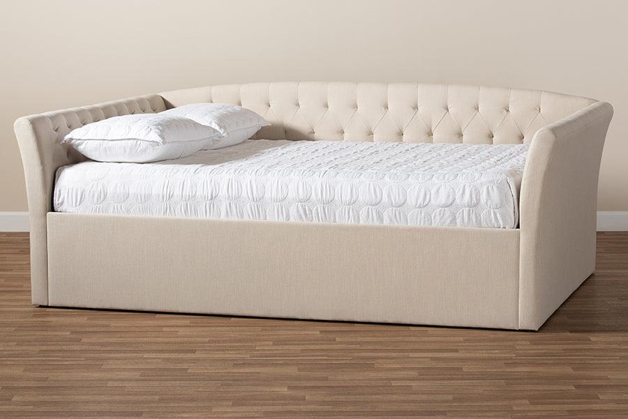 Wholesale Interiors Daybeds - Delora Modern and Contemporary Beige Fabric Upholstered Full Size Daybed