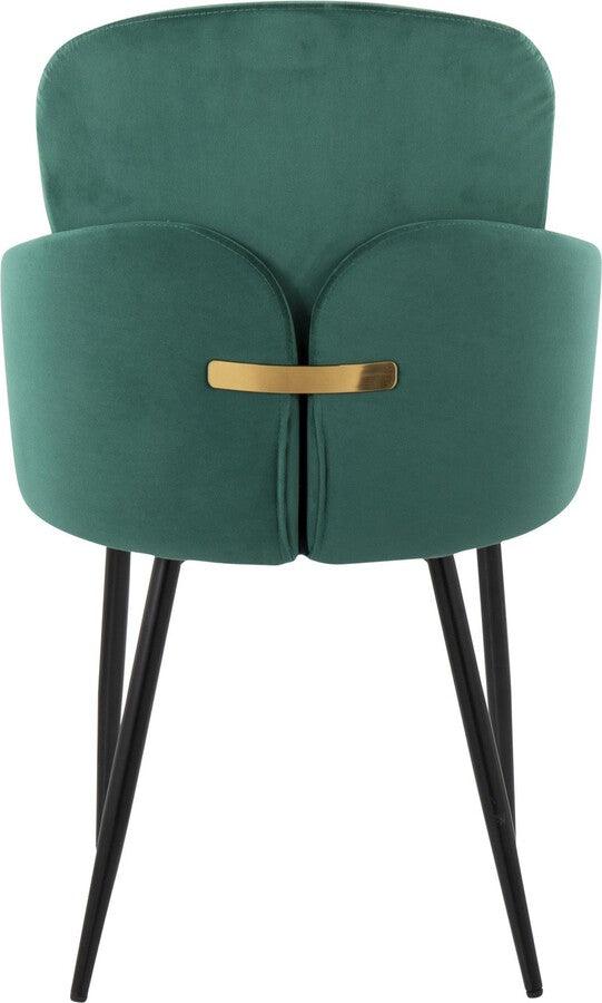 Lumisource Dining Chairs - Dahlia Contemporary Dining Chair In Black Metal & Green Velvet With Gold Accent (Set of 2)