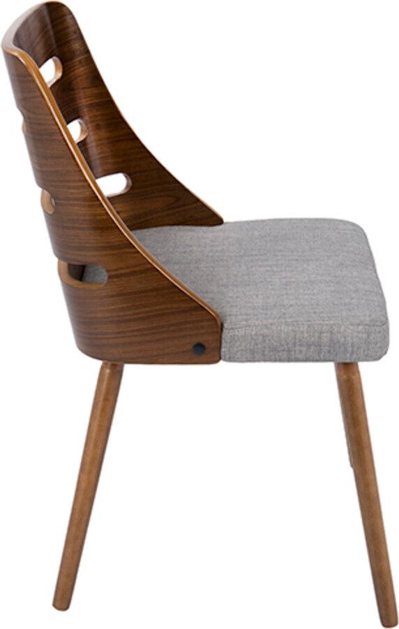 Lumisource Dining Chairs - Trevi Mid-Century Modern Dining/Accent Chair in Walnut with Grey Fabric