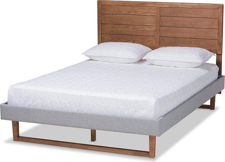 Wholesale Interiors Beds - Claudia Queen Bed Light Gray & Ash walnut