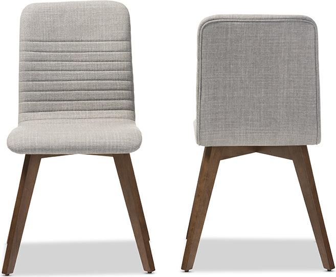 Wholesale Interiors Dining Chairs - Sugar Mid-century Style Light Grey Fabric and Walnut Wood Dining Chair (Set of 2)