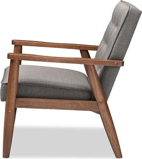 Wholesale Interiors Accent Chairs - Sorrento Mid-century Retro Modern Grey Fabric Upholstered Wooden Lounge Chair