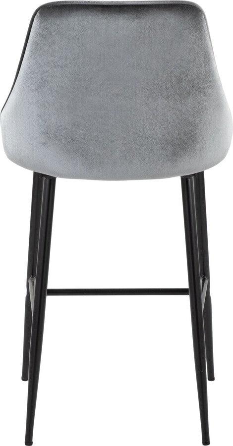 Lumisource Barstools - Marcel 25" Counter Stool In Black Metal & Blue Velvet (Set of 2)