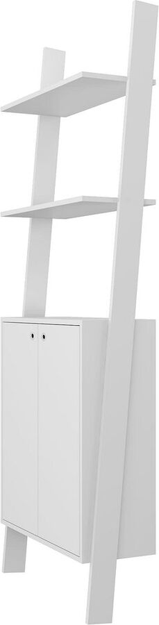 Manhattan Comfort Buffets & Cabinets - Cooper Ladder Display Cabinet with 2 Floating Shelves in White