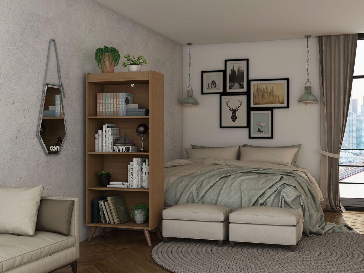 Manhattan Comfort Home Office Sets - Hampton 3- Piece Extra Storage Home Furniture Office in Maple Cream