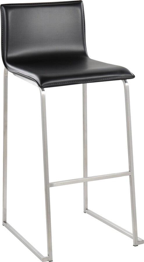 Lumisource Barstools - Mara Barstool In Stainless Steel & Black Faux Leather (Set of 2)