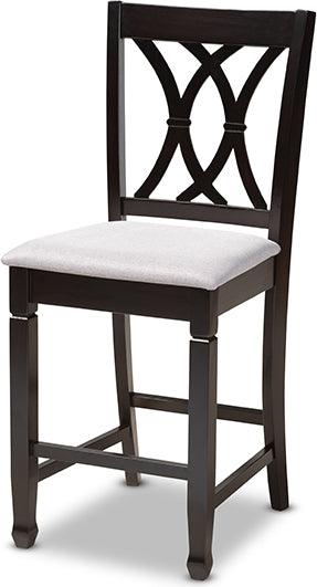 Wholesale Interiors Dining Sets - Reneau Contemporary Gray Fabric Upholstered Brown Finished 5-Piece Wood Pub Set