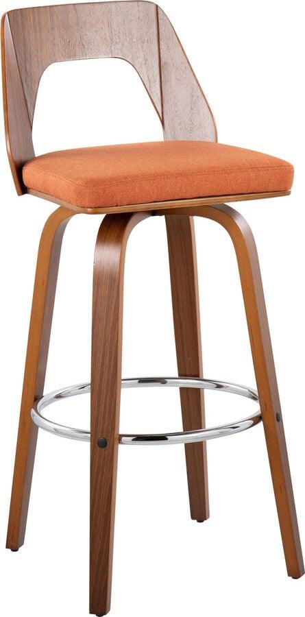 Lumisource Barstools - Trilogy Barstool In Walnut & Orange Fabric (Set of 2)