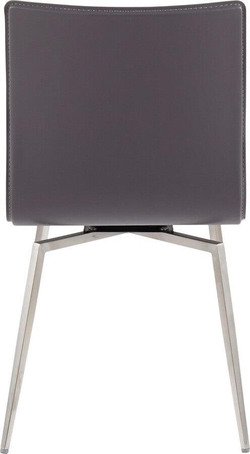 Lumisource Dining Chairs - Mason Contemporary Upholstered Chair in Brushed Stainless Steel and Grey Faux Leather - Set of 2