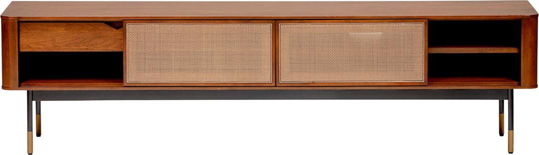 Euro Style TV & Media Units - Miriam 71" Media Stand in Brown with Natural Wicker