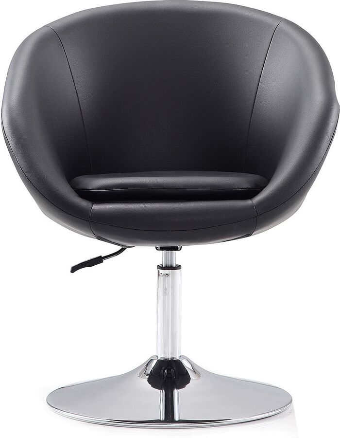 Manhattan Comfort Accent Chairs - Hopper Black & Polished Chrome Faux Leather Adjustable Height Chair (Set of 2)