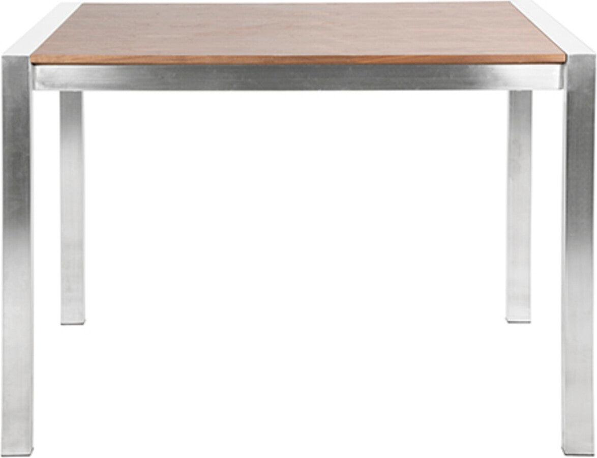 Lumisource Bar Tables - Fuji Contemporary Counter Table in Brushed Stainless Steel and Walnut Wood