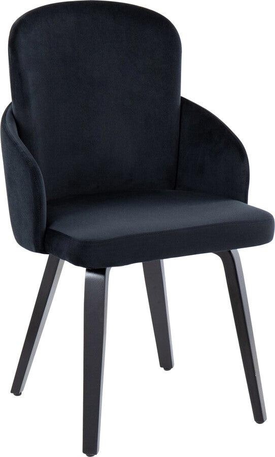 Lumisource Dining Chairs - Dahlia Contemporary Dining Chair In Black Wood & Black Velvet With Gold Accent (Set of 2)