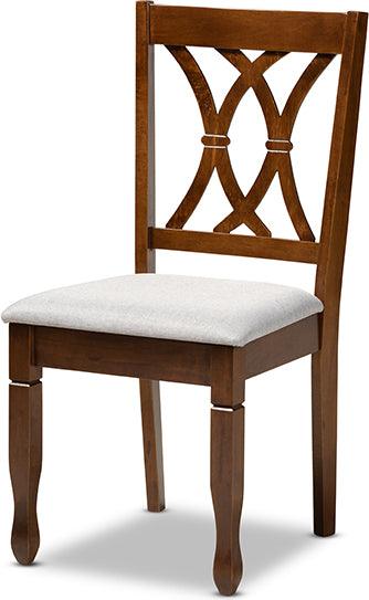 Wholesale Interiors Dining Sets - Augustine Grey Fabric Upholstered And Walnut Brown Finished Wood 7-Piece Dining Set