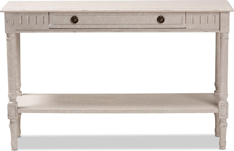 Wholesale Interiors Consoles - Ariella Country Cottage Farmhouse Whitewashed 1-Drawer Console Table