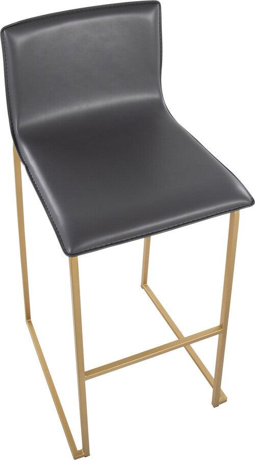 Lumisource Barstools - Mara Barstool In Gold Steel & Grey Faux Leather (Set of 2)