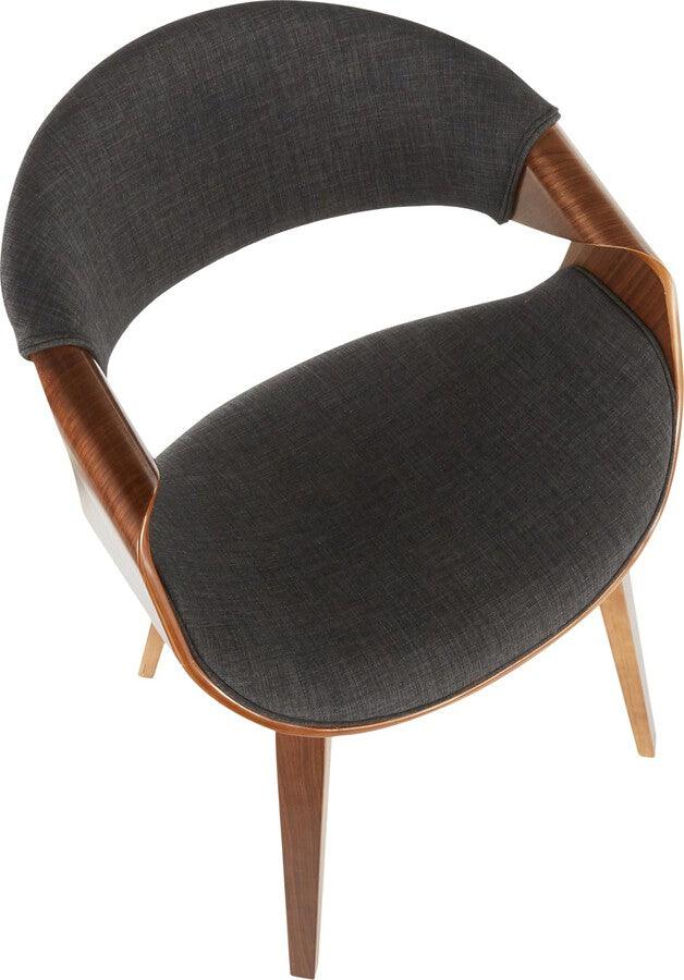 Lumisource Dining Chairs - Curvo Mid-Century Modern Dining/Accent Chair in Walnut and Charcoal Fabric