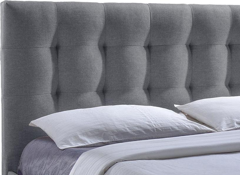 Wholesale Interiors Beds - Sarter Contemporary Grid-Tufted Grey Fabric Upholstered Storage King-Size Bed With 2-Drawer