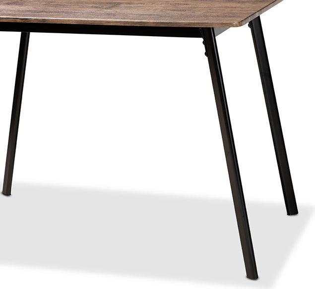 Wholesale Interiors Dining Tables - Calder Mid-Century Modern Walnut Brown Finished Wood and Black Metal Dining Table