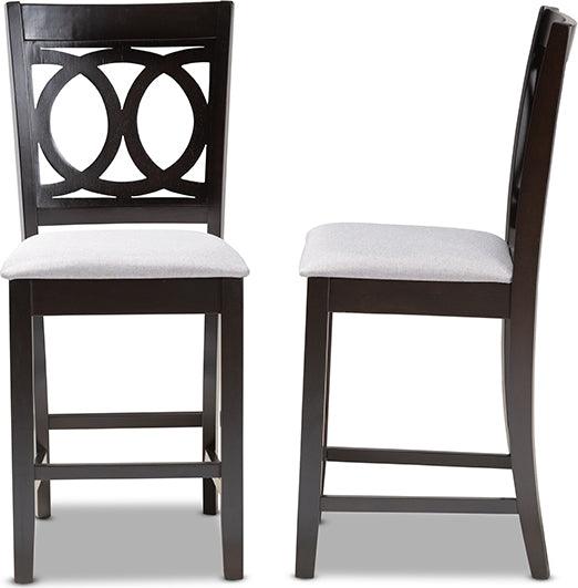 Wholesale Interiors Barstools - Lenoir Gray Fabric Upholstered Espresso Brown Finished Wood Counter Height Pub Chair Set Of 2