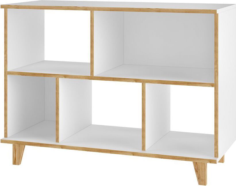 Manhattan Comfort Bookcases & Display Units - Minetta 5-Shelf Mid-Century Low Bookcase in White