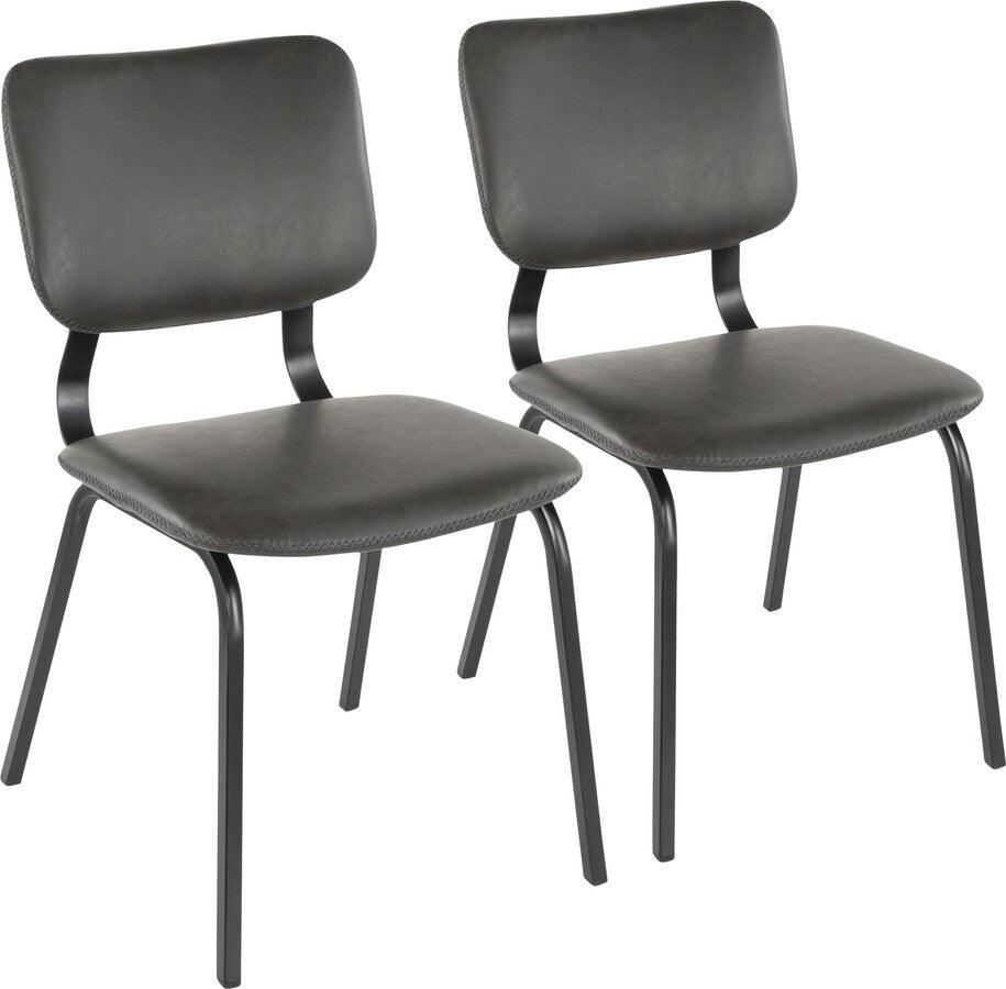 Lumisource Living Room Sets - Foundry Chair 33" Gray PU & Gray Zig Zag Stitching (Set of 2)