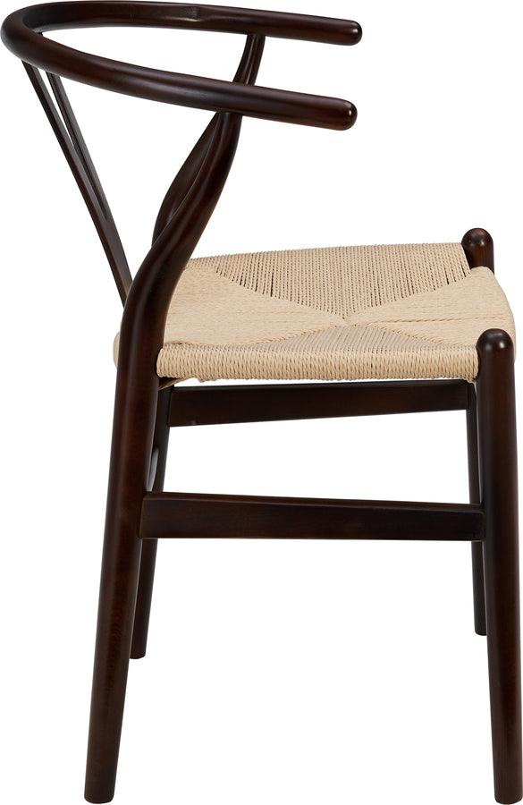 Euro Style Dining Chairs - Evelina Side Chair in Walnut with Natural Rush Seat - Set of 2