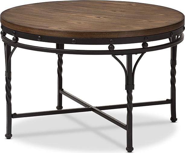 Wholesale Interiors Coffee Tables - Austin Vintage Industrial Antique Bronze Round Coffee Cocktail Occasional Table