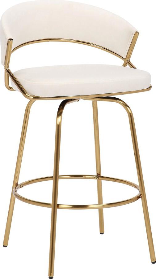 Lumisource Barstools - Jie Glam Fixed-Height Counter Stool In Gold Metal & Cream Velvet (Set of 2)