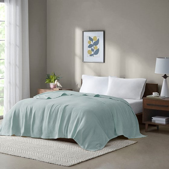 Olliix.com Comforters & Blankets - Cotton Blanket Blue Full/Queen