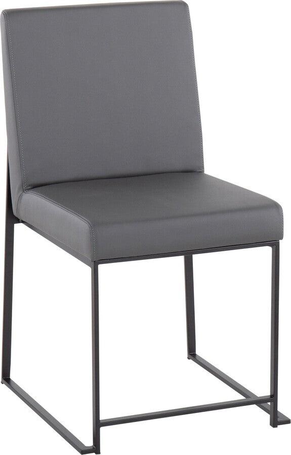 Lumisource Dining Chairs - High Back Fuji Contemporary Dining Chair In Black Steel & Grey Faux Leather (Set of 2)