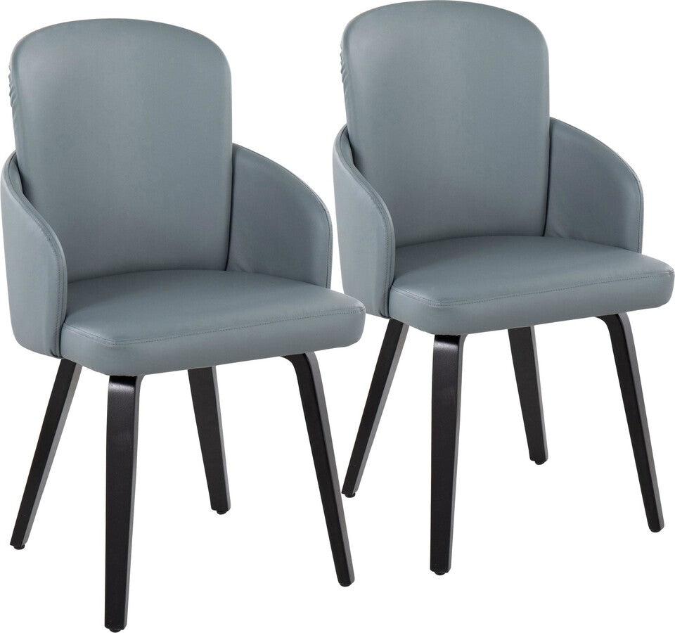 Lumisource Dining Chairs - Dahlia Contemporary Dining Chair In Black Wood & Grey Faux Leather With Chrome Accent (Set of 2)