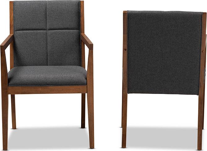 Wholesale Interiors Accent Chairs - Theresa 22.8" Accent Chair Dark Gray & Walnut Brown