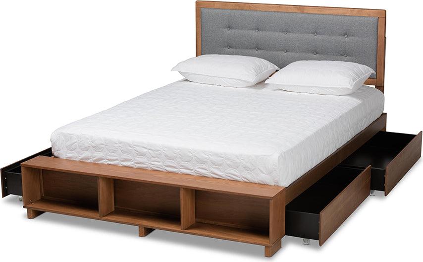 Wholesale Interiors Beds - Cosma King Storage Bed Dark Gray & Ash Walnut