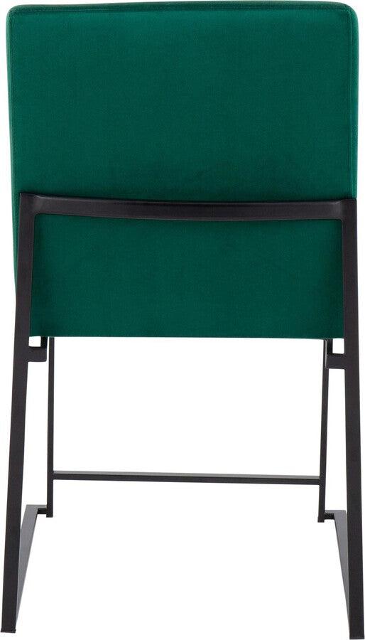 Lumisource Dining Chairs - High Back Fuji Contemporary Dining Chair in Black Steel and Green Velvet - Set of 2