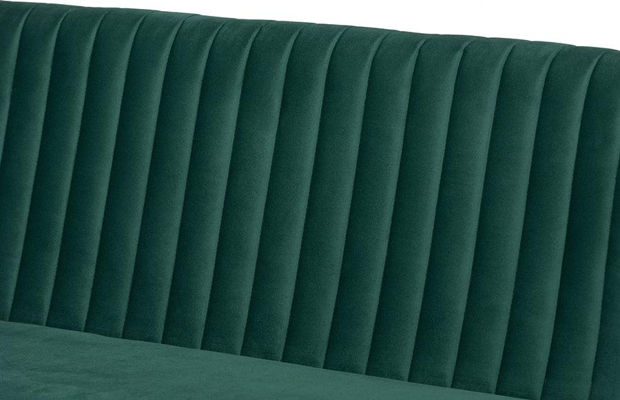 Wholesale Interiors Benches - Alvis Emerald Green Velvet Upholstered and Walnut Brown Wood 2-Piece Dining Nook Banquette Set