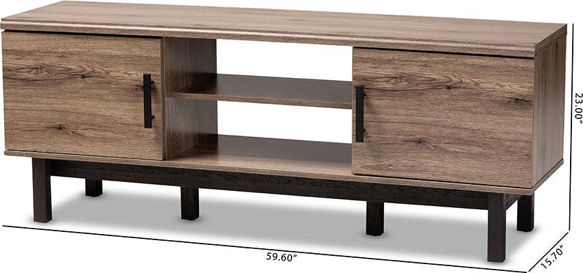 Wholesale Interiors TV & Media Units - Arend Modern and Contemporary Two-Tone Oak and Ebony Wood 2-Door TV Stand