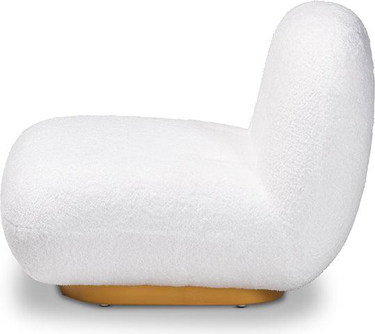 Wholesale Interiors Accent Chairs - Paiva White Boucle Upholstered and Brushed Gold Finished Accent Chair