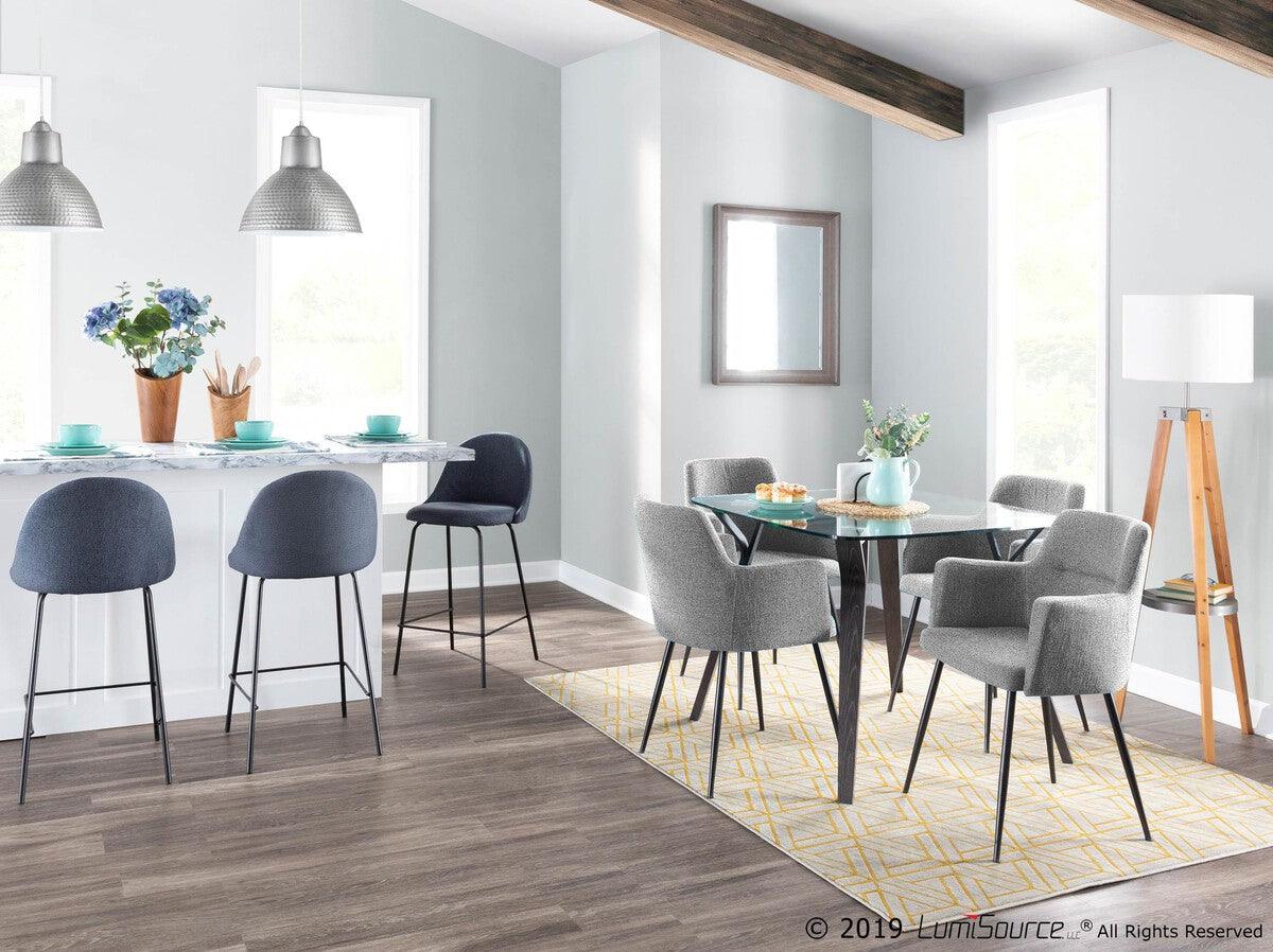 Lumisource Dining Chairs - Andrew Contemporary Dining/Accent Chair in Black with Grey Fabric - Set of 2