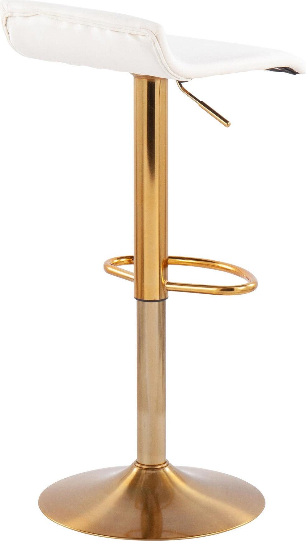 Lumisource Barstools - Ale Barstool (Set of 2) Gold Steel & Cream Velvet