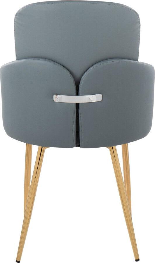 Lumisource Dining Chairs - Dahlia Contemporary Dining Chair In Gold Metal & Grey Faux Leather With Chrome Accent (Set of 2)