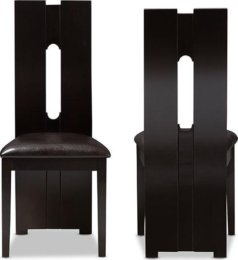 Wholesale Interiors Dining Chairs - Alani Modern And Contemporary Dark Brown Faux Leather Upholstered Dining Chair (Set Of 2)