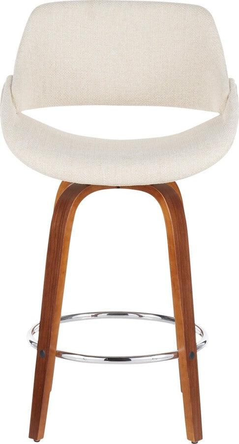 Lumisource Barstools - Fabrico Mid-Century Modern Counter Stool in Walnut & Cream Fabric - (Set of 2)