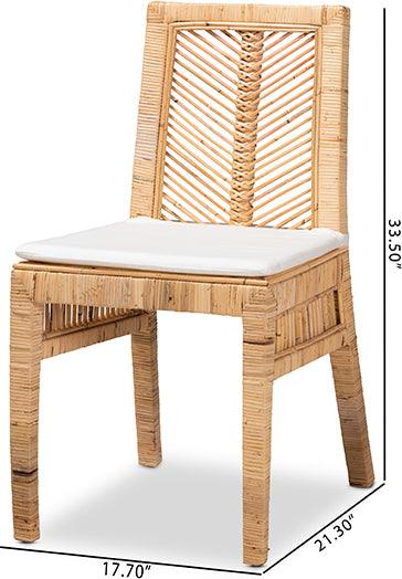 Wholesale Interiors Dining Chairs - Suci Modern Bohemian Natural Brown Rattan 2-Piece Dining Chair Set