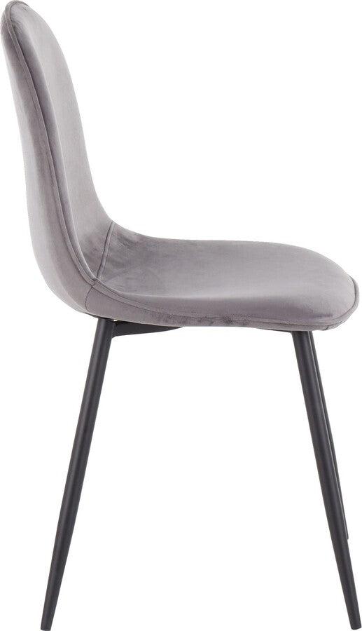 Lumisource Living Room Sets - Pebble Chair 35" Black Steel & Gray Velvet (Set of 2)
