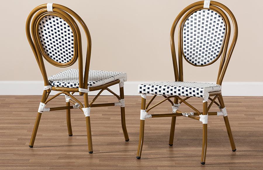 Wholesale Interiors Dining Chairs - Gauthier Navy & White Bistro Stackable Dining Chair Set of 2