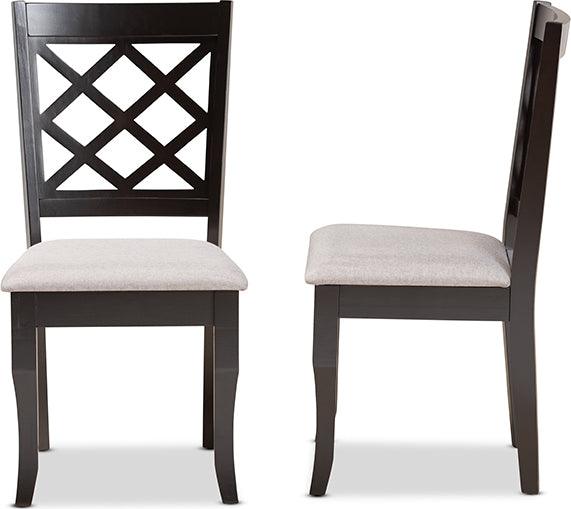 Wholesale Interiors Dining Chairs - Verner Grey Fabric Upholstered and Dark Brown Finished Wood 2-Piece Dining Chair Set